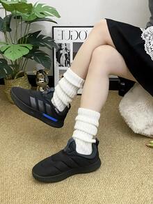 Adidas 阿迪达斯 Adipuff 织物圆头套脚休闲鞋，男女通用，黑色 - 黑色 - 查看 7