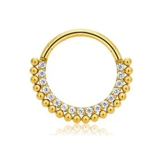 1pc G23 Titanium Cubic Zirconia 16G Nose Ring Spiral Septum Cartilage Earring Jewelry For Women - Gold 3 - View 15
