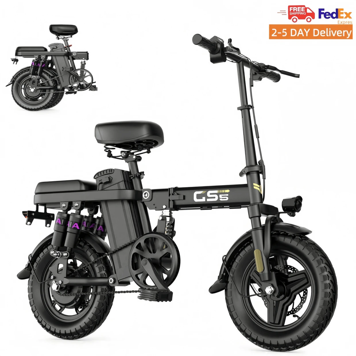 Adult Electric Bicycle, 700W Motor, 36V 15Ah Battery, 14 Inch Thick Tire Electric Bicycle, Top Speed Of 28mph, Range Of 45 Miles, All Terrain Electric Bicycle - 黑色 - 查看 1