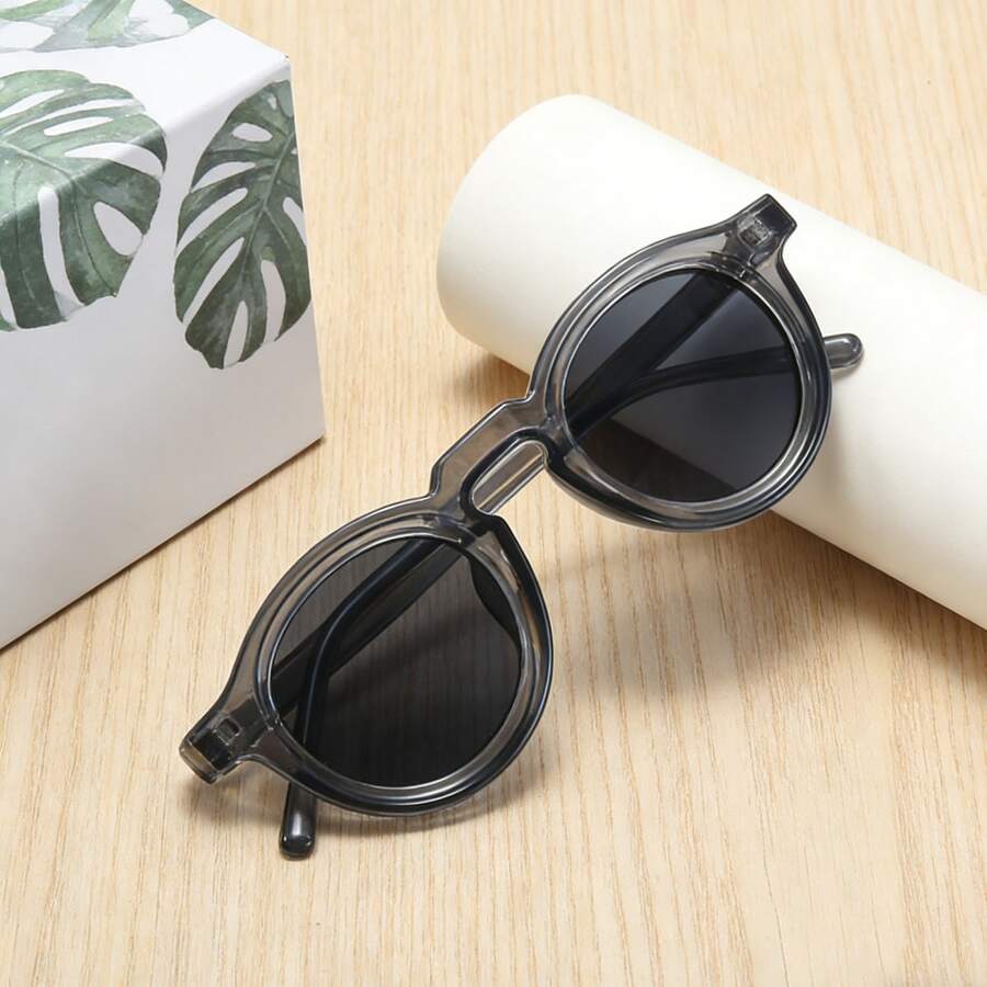 1副女士复古圆形时尚眼镜 - 灰色 - 查看 1