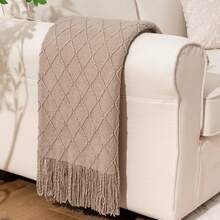 Selimut Lempar Warna Hijau Sage, Cocok untuk Sofa, Dekorasi Rumah Gaya Boho, Selimut Sofa Warna Biru Muda, Cocok untuk Sofa dan Ruang Tamu - Khaki - View 2