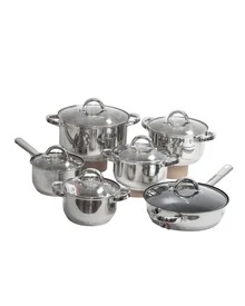 Bateria KH - KAISERHOFF 12 pz Acero Inoxidable Reforzado Premium | Cocina Saludable | Fondo Multicapas para Cocción Uniforme | Agarraderas de metal| Ollas Modernas y Elegantes | Apto para Estufas de Gas, Eléctrica e Inducción | Alta Calidad y Durabilidad - Plateado - Ver 7