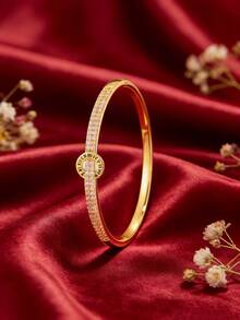 4件套 - 精致罗马图案手链+戒指套装，全锆石镶嵌，尽显奢华气质，简约高端而不浮夸，节日送给女朋友的惊喜礼物 - 金色 - 查看 8