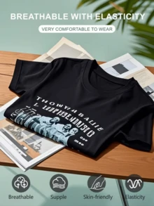 Fun Six Seven T-Shirt For Boys And Girls, "67" Number Design With Dab Dance Pose, Casual Round Neck Tee Comfortable For All Seasons,  Cotton Shirts, Graphic Tees, Meme T-Shirt - 黑色5 - 查看 6