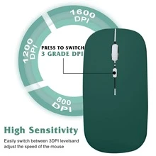 Combo de teclado y ratón inalámbricos Bluetooth, conjunto de teclado y ratón inalámbricos ultra delgados y portátiles, compatibles con Android, tabletas Windows, teléfonos inteligentes, iPad Pro, iPad Air, iPad Mini, iPadOS/iOS 13 y superior (verde oscuro) - verde oscuro - Ver 5