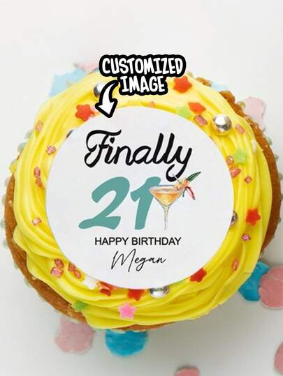 Customized Edible Water-Soluble Paper, Birthday Cake Pattern Water-Soluble Paper, Water Cup Decoration, Cocktail Decoration, Coffee Water-Soluble Paper Decoration, Beverage Water-Soluble Paper Decoration, Suitable For Parties, Banquets, Birthday Gatherings, Business Receptions