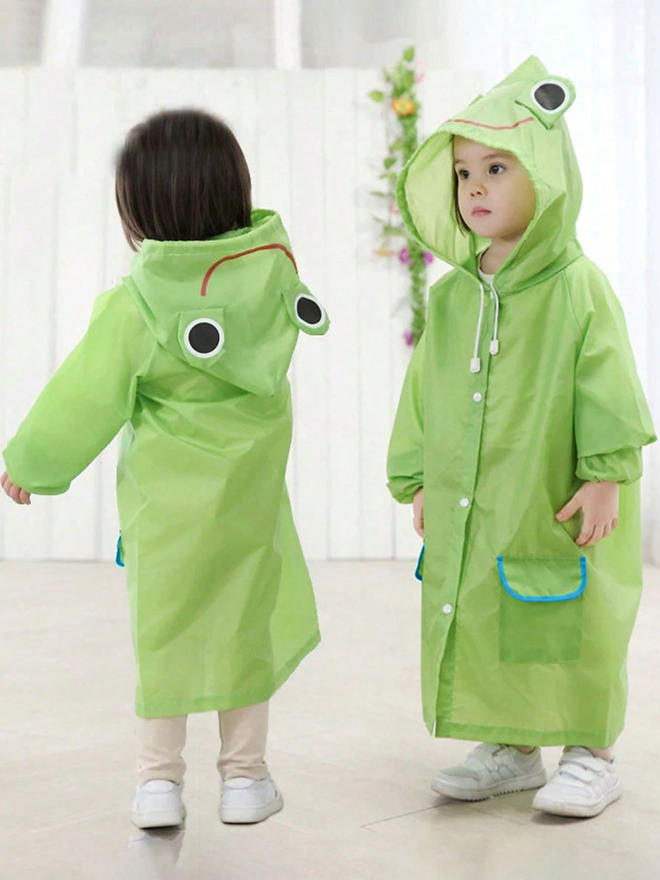 1pc Cute Cartoon Hooded Raincoat, Suitable For Boys And Girls, Needed For In The Rain, Back To School, First Day Of School - Multicolor - View 1