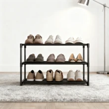 Space-Saving 3-Tier Shoe Rack - Easy Assembly, Multi-Functional Storage Organizer For Hallways, Closets & Garages, Plastic/Metal Construction, Fits Various Room Sizes - Multicolor - View 7