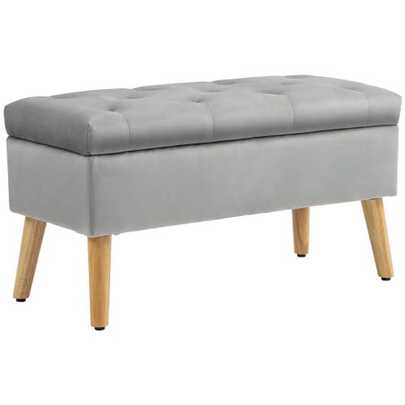 Storage Bench, Upholstered Bench With Lid, Velvet-Style Bed Stool, For Living Room, Bedroom, Hallway, Rubberwood, 102 X 35 X 43 Cm, Grey