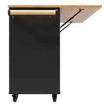 Modern Kitchen Island Table, Kitchen Cabinet, Self-Service Cabinet, Wooden Cereal Cart, Sideboard, Multifunctional Dining Table With Storage, Dining Cart With Telescopic Functional Cabinet, Black - Black - View 2