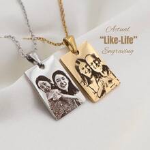 1pc Customized Photo Engraved Necklace - Lifelike Photo Inlaid, Personalized Mother's Day Necklace - Christmas Gift For Mom - Multicolor - View 2