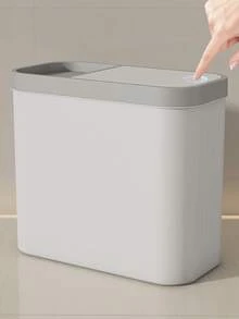 Narrow Hands-Free Trash Can With Lid For Bathroom Toilet Paper Slim Garbage Bin Minimalist Design Space-Saving Waste Basket Plastic Container Perfect For Small Bathrooms Bedrooms Kitchen Offices Home Storage Organization Solution - Multicolor - View 8