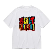 Boys' Built Different Graphic Tee - Breathable &-Wicking Black Short-Sleeve-Shirt Summer Casual Wear, Casual Summer Wear | Bold Print Top | Lightweight Fabri - White - View 2