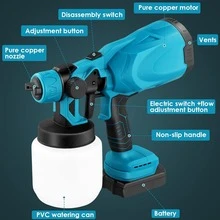 Kynley 兩顆電池的噴漆槍，2x4.0Ah電池電動噴漆槍，噴漆器，無刷馬達21V無線電動噴漆槍，噴漆量200毫升/分鐘 - 黑色 - 查看 6