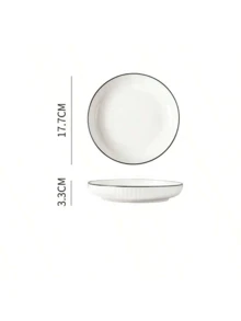 两件套陶瓷沙拉盘 - 7英寸餐盘，7英寸圆盘，适用于意面、沙拉、甜点、寿司 - 多功能厨房餐具套装，适合用餐、家庭聚会、火锅、烧烤 - 四季皆宜的餐具 - 白色 - 查看 2