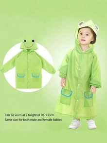 1pc Cute Cartoon Hooded Raincoat, Suitable For Boys And Girls, Needed For In The Rain, Back To School, First Day Of School - Multicolor - View 2