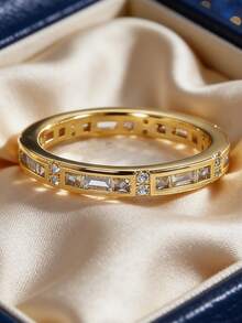 Women's Gold-Plated Hollow Cubic Zirconia Ring, Romantic & Elegant Design, Perfect Gift For Girlfriend On Date/Anniversary - Gold - View 2