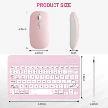 Combo de teclado y ratón inalámbricos Bluetooth, conjunto inalámbrico de teclado y ratón ultra delgado y portátil, compatible con Android, tabletas Windows, teléfonos inteligentes, iPad Pro, iPad Air, iPad Mini, iPadOS/iOS 13 y superior (rosa) - Rosa - Ver 6