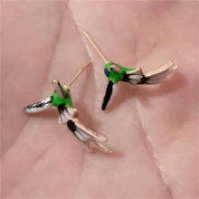 1 Pair Creative Cute Hummingbird Shaped Earrings, Fashionable Minimalist Bird Stud Earrings, Unique Party Jewelry Gift For Women - Yellow Gold - View 3