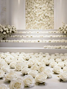 100朵仿真白玫瑰花头，饰以精美花朵和逼真花瓣。适用于DIY手工、婚礼、求婚、生日、家居装饰、节日和派对装饰、地板装饰、仿真花装饰、婚礼装饰、周年纪念和季节性装饰。 - 玫瑰花 - 查看 3