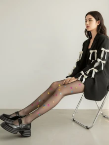 1 đôi tất nữ cho mùa xuân và mùa hè, tất mỏng màu đen mùa hè, tất đen công sở, phụ kiện hình bướm nhiều màu, quần legging siêu mỏng mùa hè, quần legging và tất ôm sát. - màu đen - Xem 6