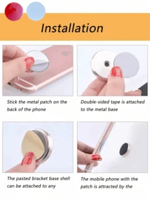 1 pieza Soporte magnético multifuncional mini para teléfono, rotación de 360 grados, adecuado para el salpicadero del automóvil, el hogar, la cocina y la oficina para teléfonos inteligentes - Negro - Ver 5