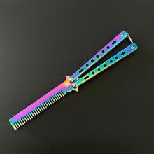 1把/3把装减压蝴蝶梳，经典折叠梳，未开刃练习自卫投掷玩具，全钢花式训练蝴蝶梳，男士适用礼物 - 彩色 - 查看 3