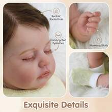 19英寸逼真乙烯基手工黄色芭蕾舞裙重生娃娃，全乙烯基身体，栩栩如生，植发，陪伴收藏玩具，生日、圣诞节、复活节礼物（随机包含奶嘴、奶瓶、尿布） - 黃色 - 查看 5