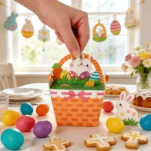 10pcs/Pack 3D Cartoon Carrot Rabbit, Easter Gift Packaging Box, Paper Box Handbag, Easter Candy Box, Easter Gift - Orange - View 2