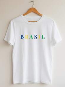Men's Cotton T-Shirt With Brazil 2026 World Cup Print - Blanco - Ver 2