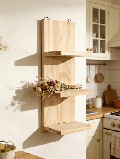 1 Stück Wandregal in natürlicher Farbe, platzsparend, minimalistischer vertikaler Aufbewahrungsorganisator, moderne Heimdekoration, sauberes ästhetisches, schlankes rechteckiges Design mit gerader Linienstruktur, offenes Regalsystem, glatte Kantendetails, praktische Aufbewahrungslösung für Küchen-, Gewürz-, Badezimmer-, Wohnzimmer-, Schlafzimmer- und Büroorganisation in kleinen Räumen