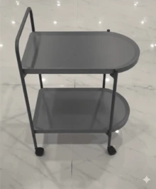 Mesa Carrito de Alimentos con ruedas, estante de almacenamiento, mesa de té pequeña, carrito de madera, Mesa auxiliar Móvil - Gris Oscuro - Ver 2