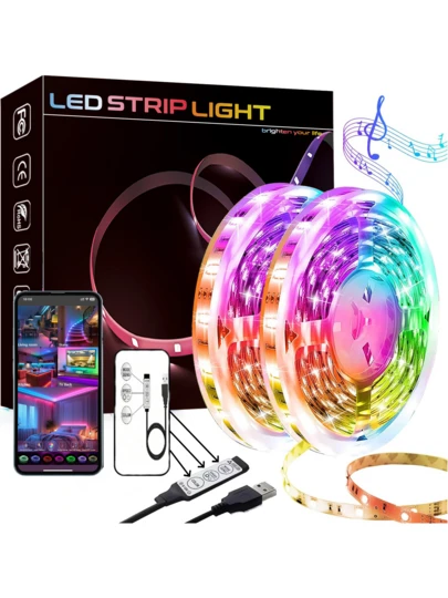 1 Rollo de tiras de luces LED RGB, alimentadas por USB, enchufables y listas para usar, con autoadhesivo para una instalación fácil, sin control remoto necesario, cambio de color y modo a través de un botón en el cable de datos, adecuado para escritorio, TV, fondos de computadora, fiestas festivas, decoración del hogar, tiras de iluminación ambiental de uso múltiple, se recomiendan de 1M a 5M, se pueden cortar libremente para adaptarse a diferentes escenarios, ¡crea un espacio de iluminación personalizado colorido y acogedor!