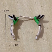1 Pair Creative Cute Hummingbird Shaped Earrings, Fashionable Minimalist Bird Stud Earrings, Unique Party Jewelry Gift For Women - Yellow Gold - View 4