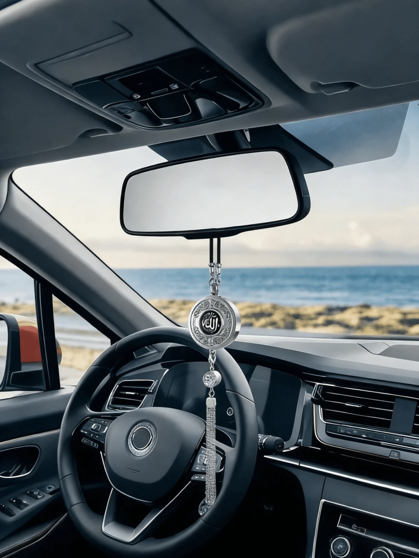 Luxury Islamic Style Rearview Mirror Pendant - Sparkling Gold Ornament With Crystal Stones - Elegant Ramadan Car Interior Accessory, Also A Perfect Gift Choice For Ramadan, Eid And New Converts.