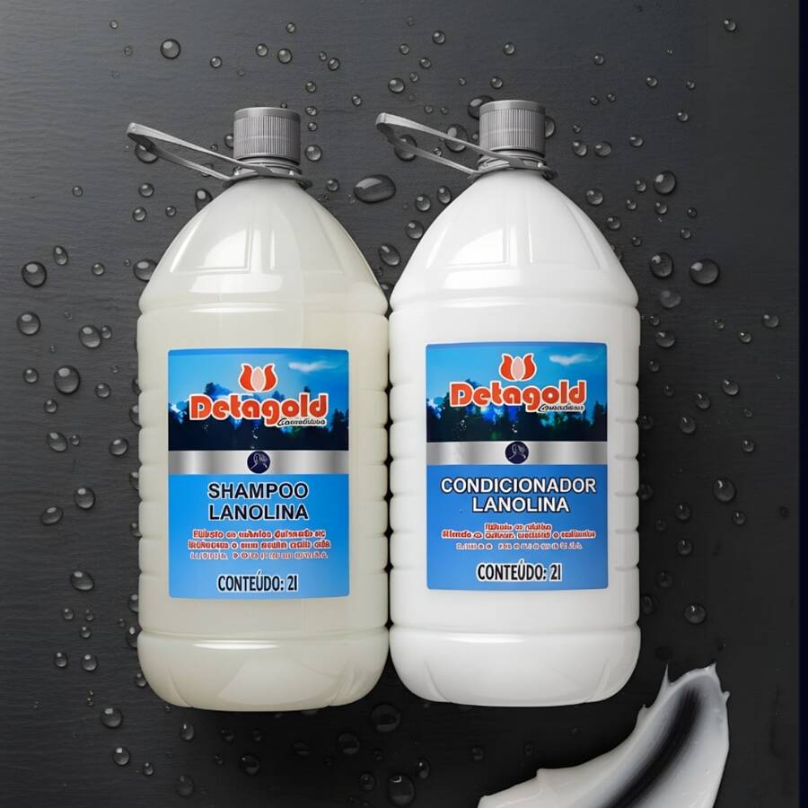 Detagold Professional Lanolin Shampoo + Conditioner KIT 2 Liters - Blanco - Ver 1