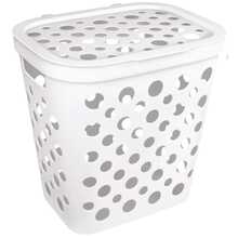 30 Liter Mesh Basket With Lid And Handle - Laundry Basket For Bathroom/Dirty Clothes - Usual Utilities - trắng - Xem 1
