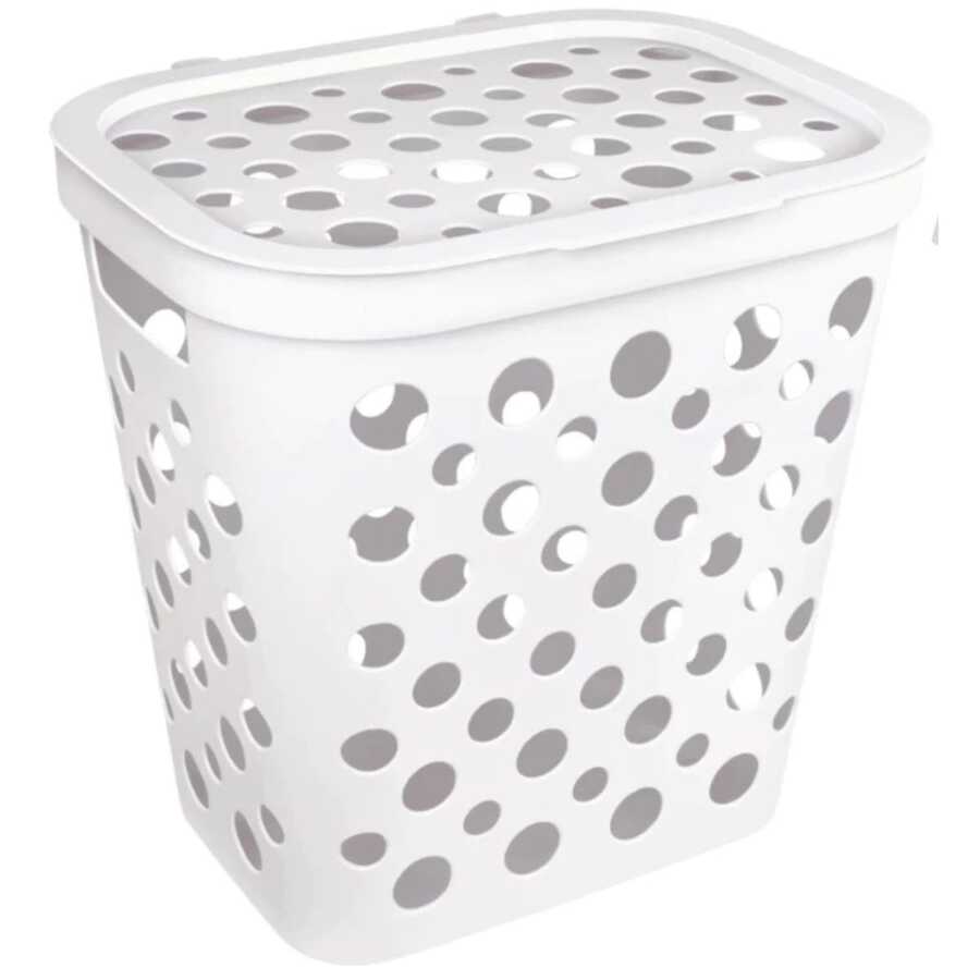 30 Liter Mesh Basket With Lid And Handle - Laundry Basket For Bathroom/Dirty Clothes - Usual Utilities - trắng - Xem 1