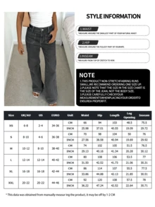 NVFelix 女士高腰直筒无弹力破洞牛仔裤，优雅Y2K户外休闲风格，适合春夏穿着，深灰色，2026新款 - 深灰色 - 查看 6