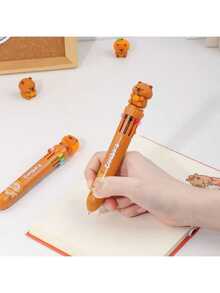 2pcs Cute Capybara 10-Color Ballpoint Pens, Creative Multi-Color Retractable Pens For Students And Journaling, Random Styles - Multicolor - View 6