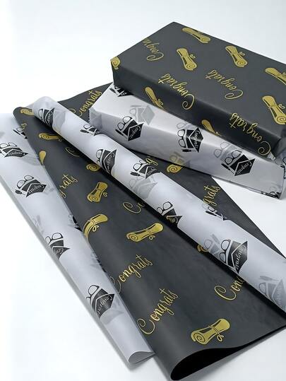20pcs Graduation Gift Wrapping Paper, Suitable For Gift Boxes With Cap And Doctoral Hat Patterns, Graduation Party Decorations, Ideal For Graduation Season Gifts And Gift Box Decorations, 2026 Graduation Theme Gift Wrapping Paper