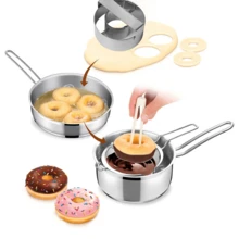 不锈钢圆形切模，带手柄，专业甜甜圈切模工具，适用于甜甜圈、贝果、饼干等，易于使用，适合家庭和生日派对烘焙。 - 銀色 - 查看 4