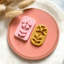 2/10件套波西米亚风花卉软陶切割器，粉色郁金香和花朵印章，DIY耳环饰品制作工具，春季礼物 - 粉色 - 查看 7
