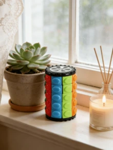 5 Layer Creative Intellectual Decompression Toy, 3D Magic Tower Colorful Corn Cylinder Rotating Cube, Five-Level Cylindrical Magic Cube For Stress Relief & Brain Training, Colorful Corn Pattern 3D Cube Fidget Toy For Adults, Smooth Rotation Cylinder Magic Tower For Puzzle Game & Finger Play, Durable Anti-Fall 5-Level Cube For Home Office Leisure Time, Fun 3D Magic Cube For Intellectual Exercise & Anxiety Relief - Multicolor - View 4