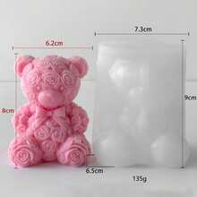Rose Bear Candle Silicone Mold DIY, Heart-Shaped Bear Wax Melts, Aroma Stone, Soap Or Home Decor Silicone Mold, Suitable For DIY Valentine's Day Bear Bouquet Handicrafts And Home Decor - Candle Making - A-White - View 7