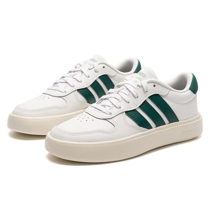 Adidas New LITECOURT Series Thick Sole Durable Comfortable White & Green Casual Commuting Skateboard Shoes JI2170 - White Green - View 1