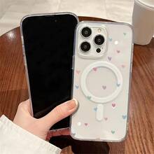 Pequeños corazones de colores Funda para teléfono impresa, paquete individual, material transparente de TPU + PC, compatible con carga inalámbrica magnética, a prueba de golpes, resistente a rayones, compatible con iPhone 17 Pro Max/17/17 Pro/17/11/12/12 Pro/12 Plus/13/13 Pro/13 Plus/13 Pro Max/14/14 Plus/14 Pro/14 Pro Max/15/15 Plus/15 Pro/15 Pro Max/16/16 Plus/16 Pro/16 Pro Max/16e, S25 Ultra/S24 Plus/S23+/S22/A35/A55/A15/A16/A36/A56/A26/A54/S25 Edge - transparente - Ver 3