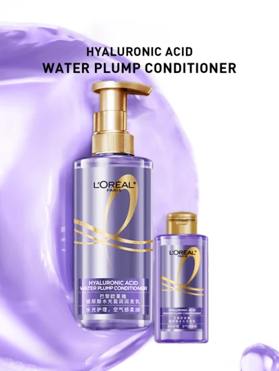 L’Oreal Paris L'Oreal Paris Hyaluronic Acid Volumizing Conditioner, 440ml/100ml, Intensively Repairs And Deeply Nourishes Damaged Hair, Formulated With 98.7% High-Purity Hyaluronic Acid, Lightweight And Non-Greasy Texture, Effectively Smoothens Frizz, Deeply Moisturizes, Suitable For Dry, Damaged Hair Of All Types, Emits A French Marine Blue Bluebell Fragrance, Gentle Formula, Suitable For Daily Use