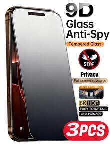 3Pcs 9H+ Tempered Glass Privacy Screen Protector Full Screen Coverage Compatible With IPhone 17 Pro Max/17 Air/17/17 E/16 Pro Max/16 Plus/16E/15 Pro/14 Pro Max/13 Pro/12/11 Pro, Privacy Protective Glass, Anti-Fingerprint, 9H Hardness, Shockproof, Perfect Adhesion, Home Daily Shield Office Home Phone Accessories Privacy Screen Protector - 3PCS - View 29