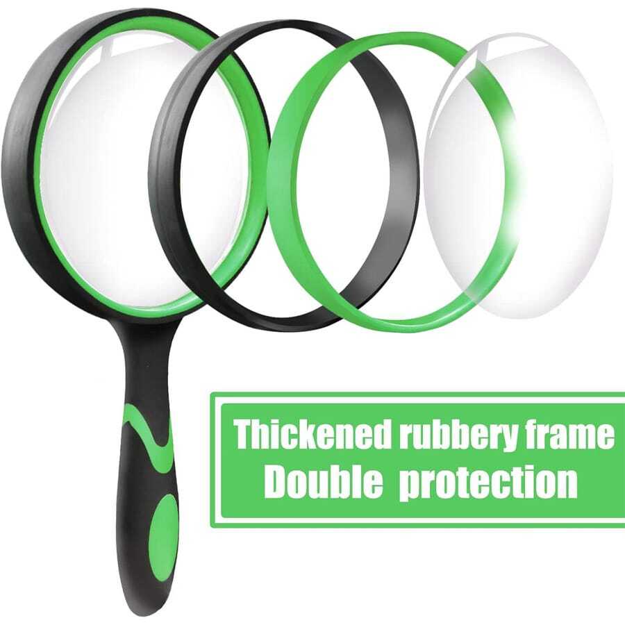 1pc Magnifying Glass, 10x Handheld Reading Magnifying Glass With 100mm Magnifying Lens, Featuring A Non-Slip Soft Rubber Handle, Shatterproof Magnifying Glass, Suitable For Reading, Maintenance And Observation. - Multicolor - View 1